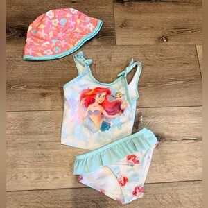 Ariel Themed Swimsuit Set with Hat size 4t